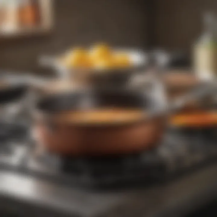 Close-up of induction cookware material