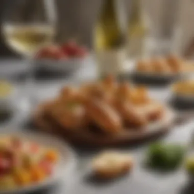 Exquisite Food Pairings with Chardonnay A beautifully arranged table featuring food pairings with Chardonnay