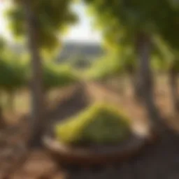 A picturesque vineyard landscape showcasing Chardonnay grapes