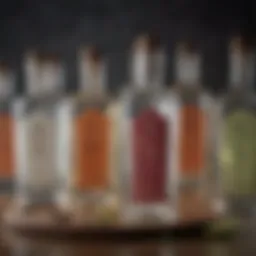 A selection of premium dry gin bottles elegantly displayed