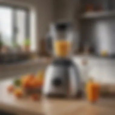 Blender in a Contemporary Kitchen Environment An aesthetically pleasing setup of a large blender in a modern kitchen.