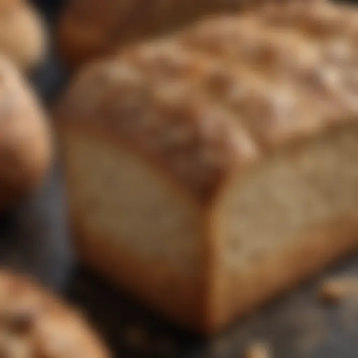 A close-up view of freshly baked artisanal plant-based bread with a crispy crust