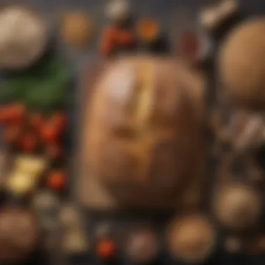 Nutritious Ingredients for Plant-Based Baking An assortment of nutritious ingredients used in plant-based bread, including seeds and grains