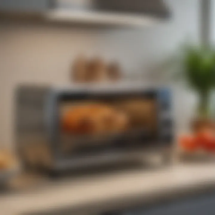 A stylish kitchen setting featuring a top-rated toaster oven as a centerpiece.