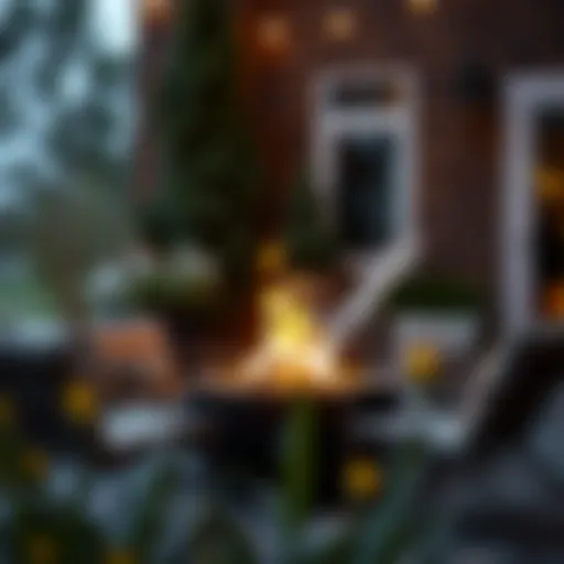 Cozy ambiance created by a compact outdoor fire pit surrounded by chairs