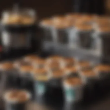 Brewing Equipment for Starbucks K-Cups An assortment of Starbucks K-Cups and brewing equipment