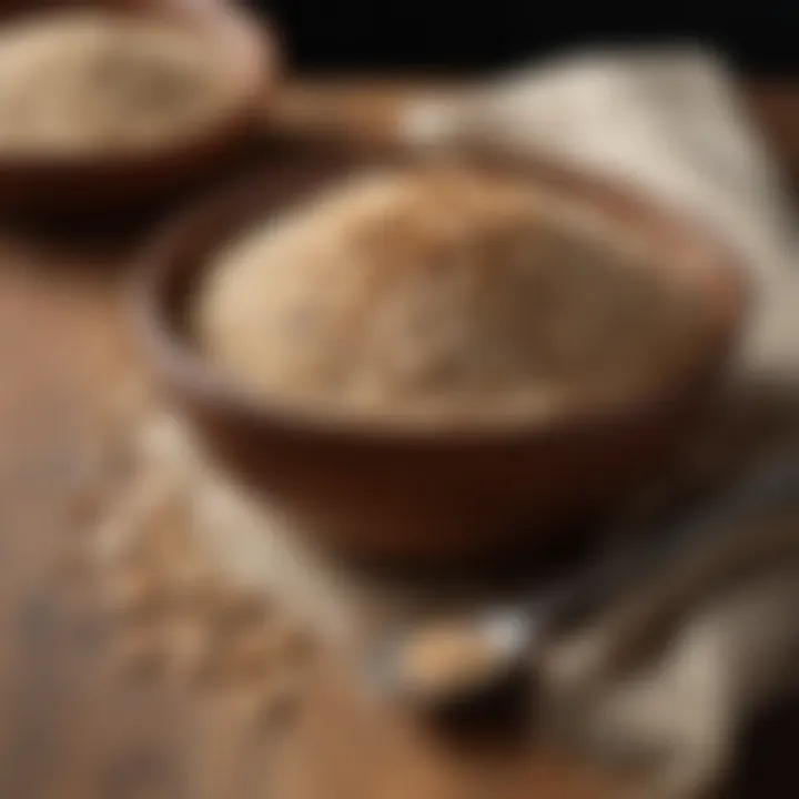 A rustic kitchen scene showcasing steel cut oats in a wooden bowl