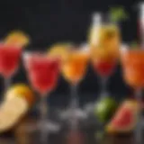 Colorful summer cocktails served in elegant glasses