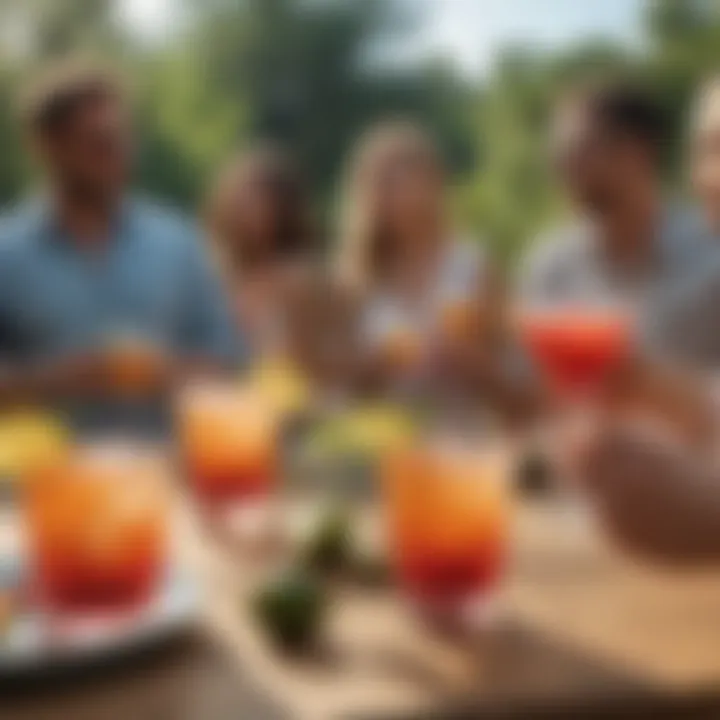 A group enjoying cocktails at a summer gathering