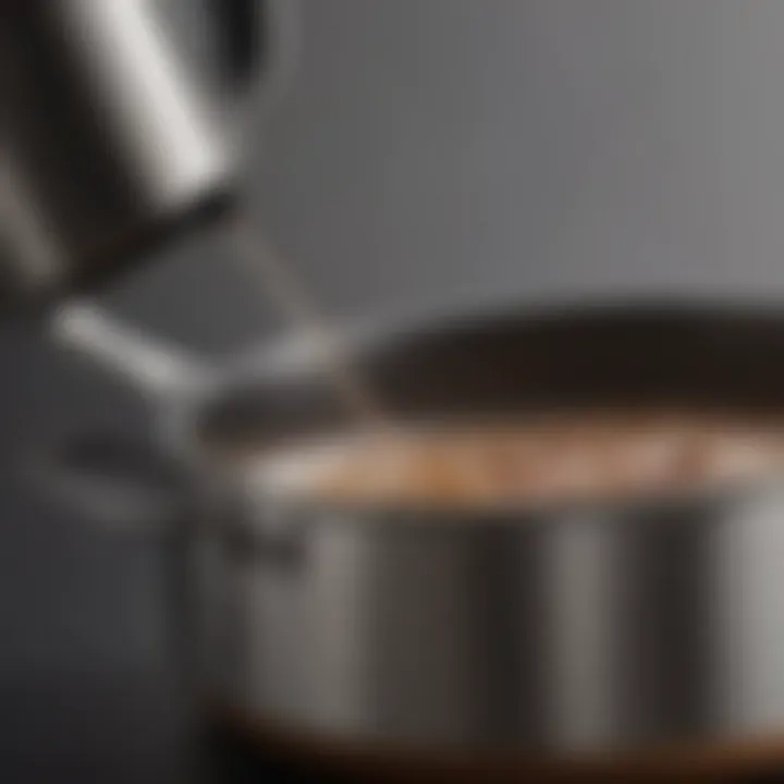 Close-up of the unique features of the Bialetti Titan cookware.