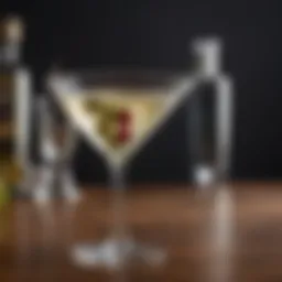 A beautifully garnished classic martini in a sophisticated glass