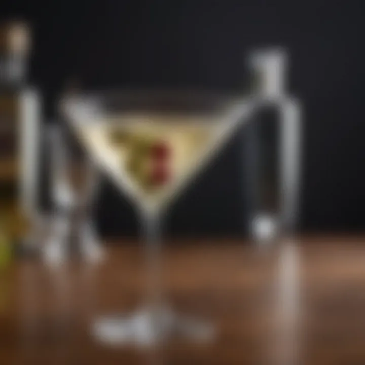A beautifully garnished classic martini in a sophisticated glass