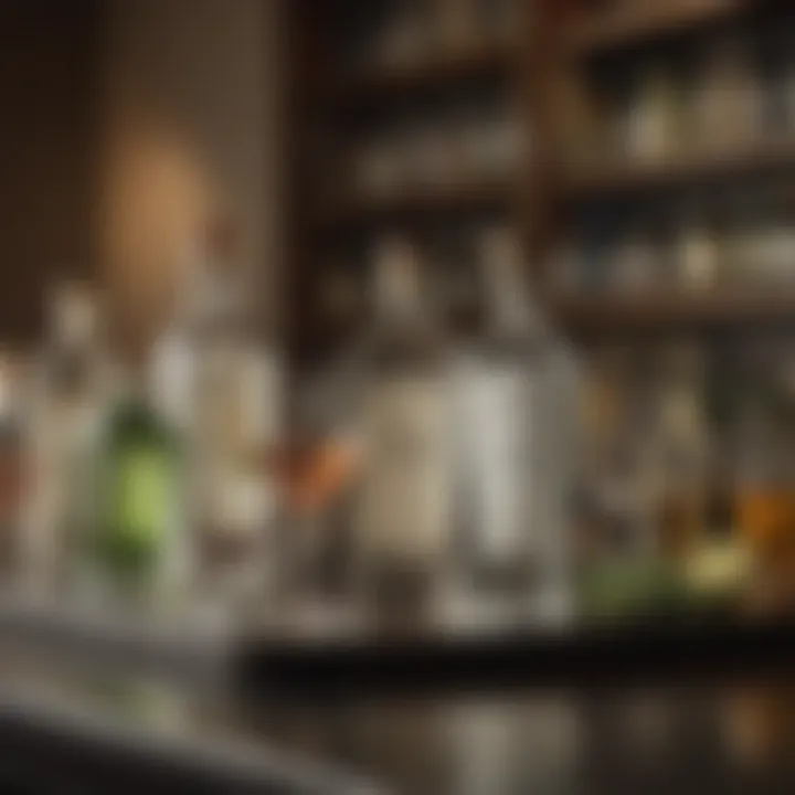 An assortment of premium gin and vermouth bottles displayed on a bar