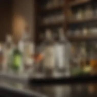 Key Ingredients: Gin and Vermouth An assortment of premium gin and vermouth bottles displayed on a bar