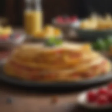 A vibrant and colorful display of crepes prepared with innovative fillings.