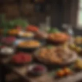 Rustic table adorned with fresh regional produce