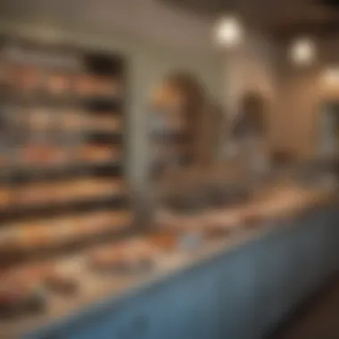 An inviting bakery interior with a display of cupcakes