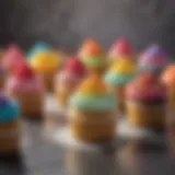 A selection of colorful cupcakes showcasing unique frosting designs