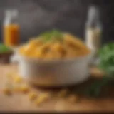 A creamy bowl of crock pot mac and cheese topped with herbs