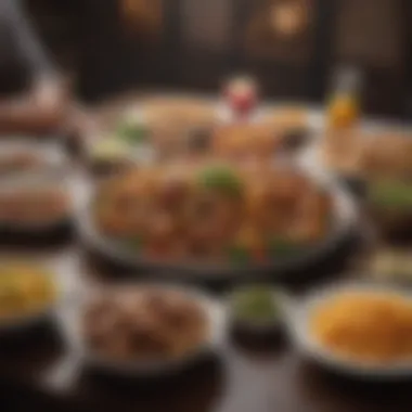 A close-up of a traditional Turkish meal being enjoyed.