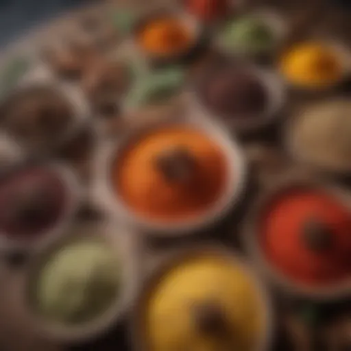 A vibrant display of traditional Turkish spices and herbs.
