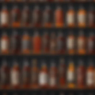 Diverse Whiskey Bottle Designs An array of diverse whiskey bottles showcasing unique designs
