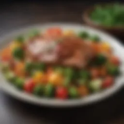 A savory plate of keto-friendly dishes showcasing vibrant vegetables and protein-rich foods.