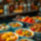 A vibrant display of various deleche dishes showcasing cultural diversity.