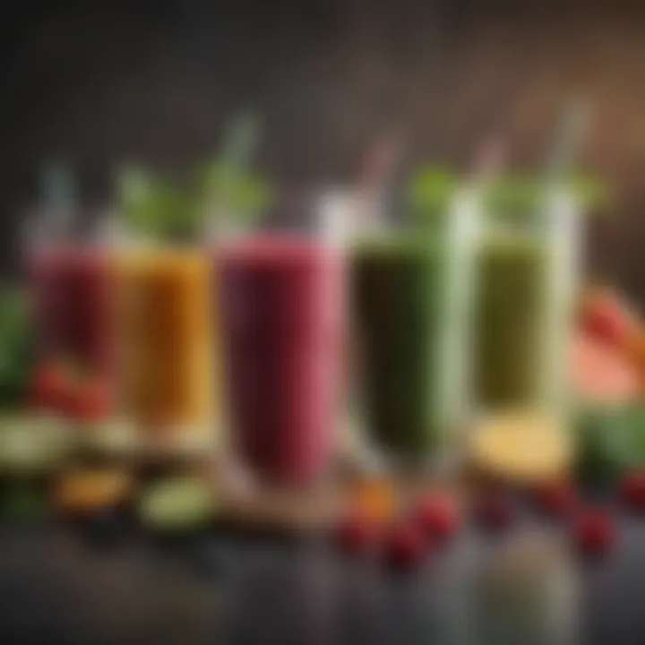 A vibrant array of fresh fruits and vegetables for smoothie making.