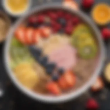 Final Presentation of a Smoothie Creation A beautifully arranged smoothie bowl topped with seeds and fruits.