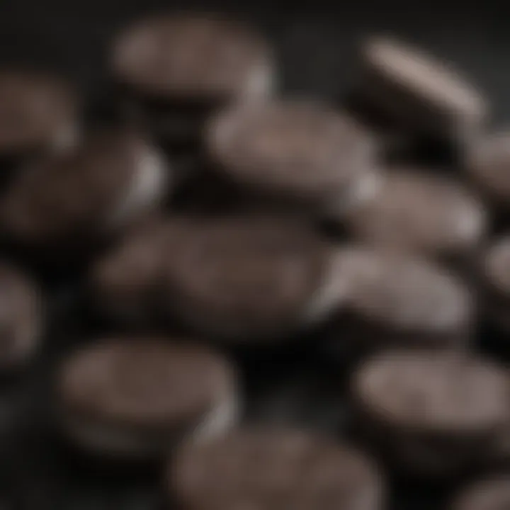 Close-up of Oreo cookies separated into halves