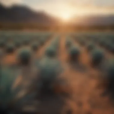 Nature's Gift: The Agave Fields A vibrant agave field under the sun, symbolizing the source of tequila.