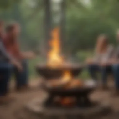 Group of friends enjoying a gathering around a fire pit