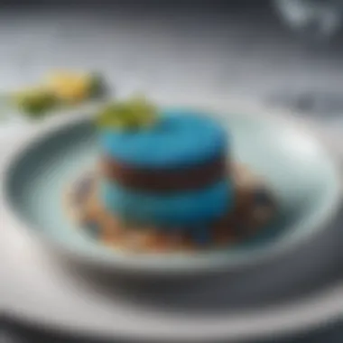 Gourmet Dish Showcasing Blue Curacao Elegant presentation of a gourmet dish incorporating blue curacao