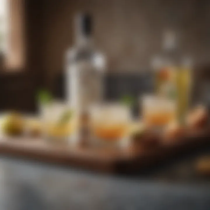 An inviting setting with cocktails and snacks on a stylish table.