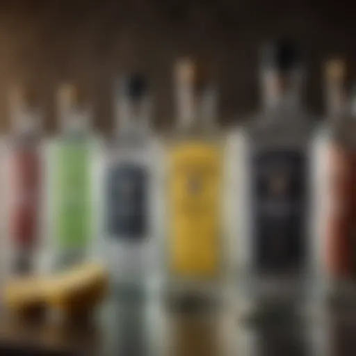 A close-up of high-quality gin bottles displayed elegantly.