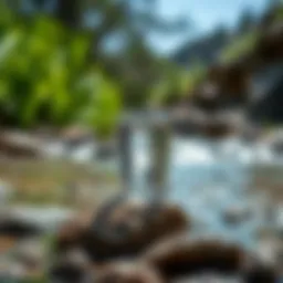 Crystal clear spring water flowing over rocks