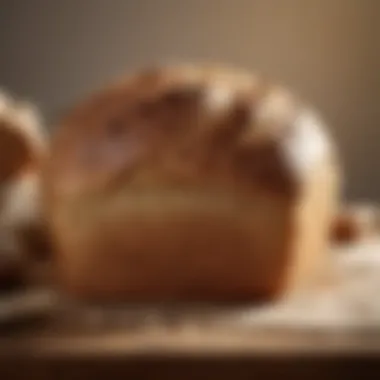 Cutting a loaf of freshly baked bread, emphasizing the texture and crust