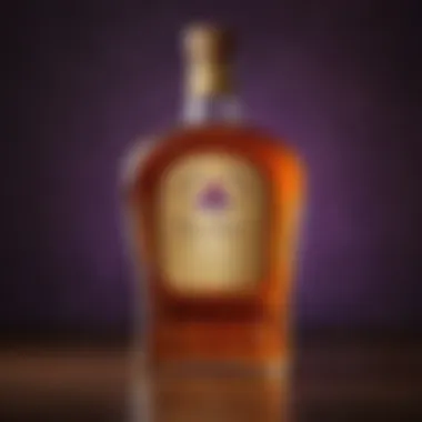 Crown Royal whiskey bottle with backdrop