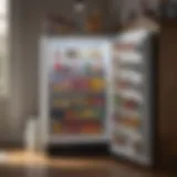 Compact fridge in a small room setting
