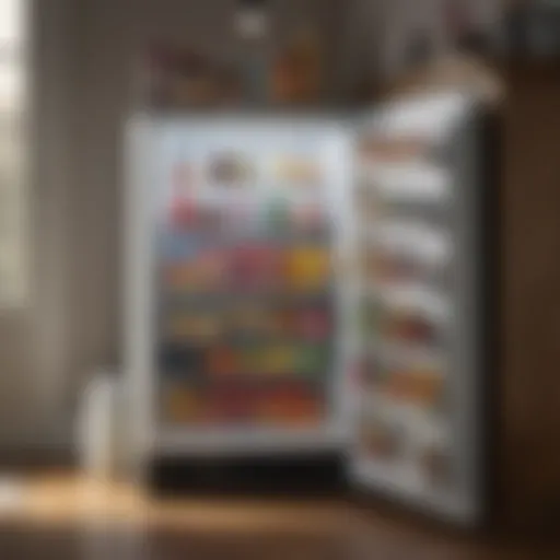 Compact fridge in a small room setting
