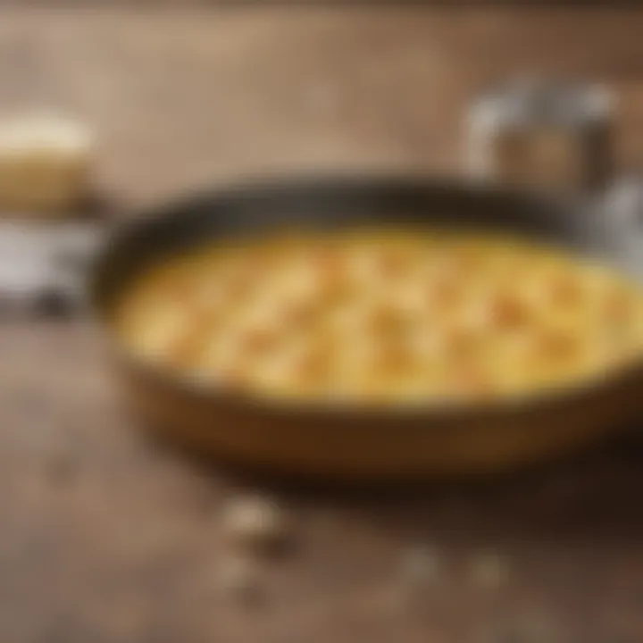 Close-up of the Mineral B omelette pan's surface, emphasizing the quality of its material and finish.