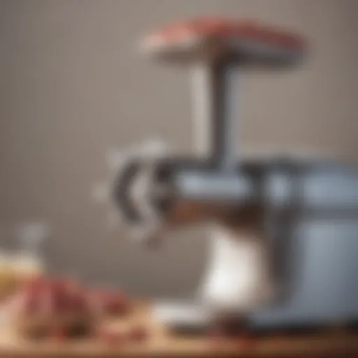 Close-up of Minjan meat grinder showcasing sleek design and robust build