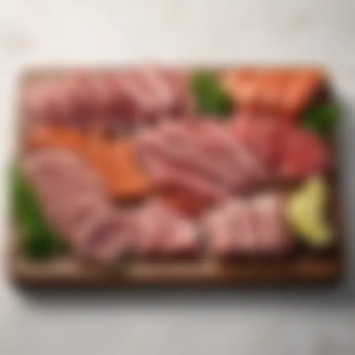 An assortment of lean meats arranged beautifully on a platter