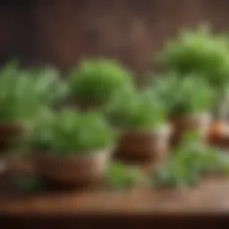 An assortment of fresh herbs ready for crushing