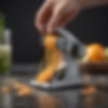 Close-up of the Pampered Chef Peeler Slicer's unique features