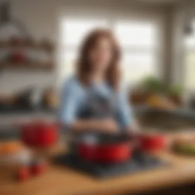 Happy user showcasing the cookware in a kitchen