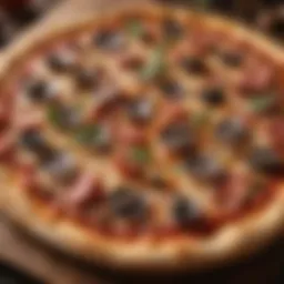 A close-up shot of a beautifully crafted artisanal pizza topped with fresh ingredients