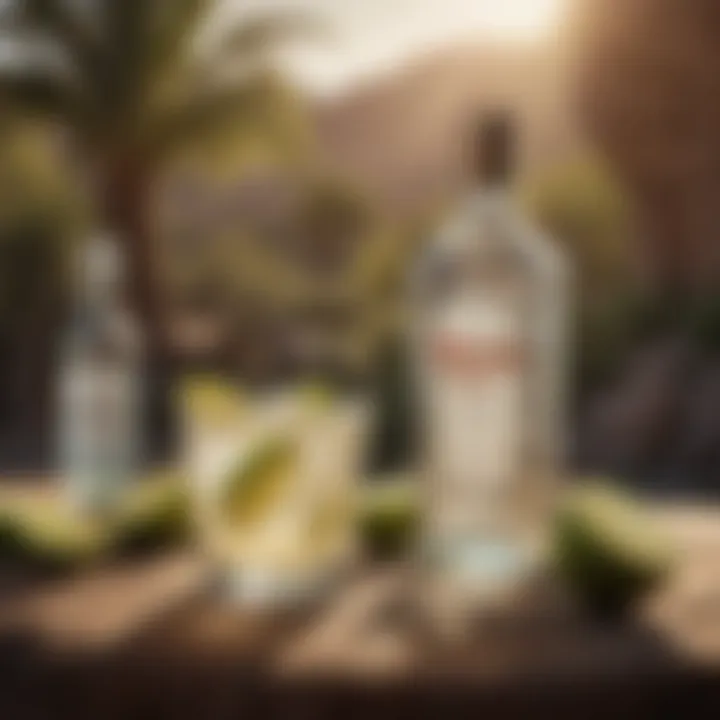 A scenic outdoor setting with tequila soda drinks
