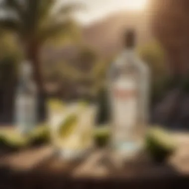 Tequila Soda in a Scenic Setting A scenic outdoor setting with tequila soda drinks